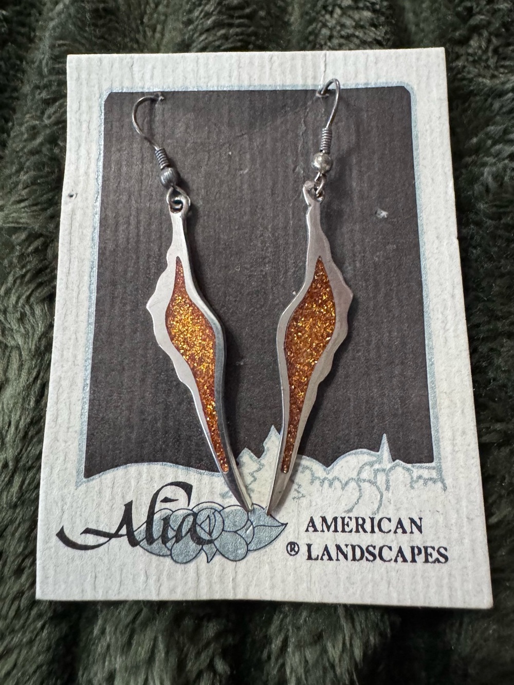 Alia Orange Gold Glitter Flame Drop Earrings